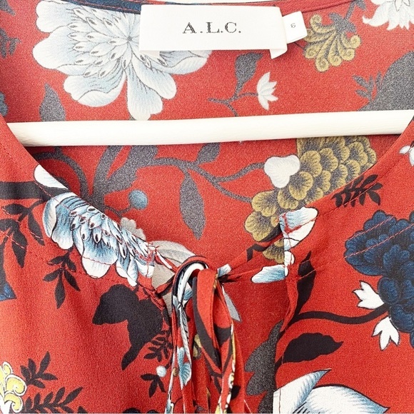 ALC Floral Silk Red and Blue Floral Sosta Dress Size 6 - Picture 8 of 9
